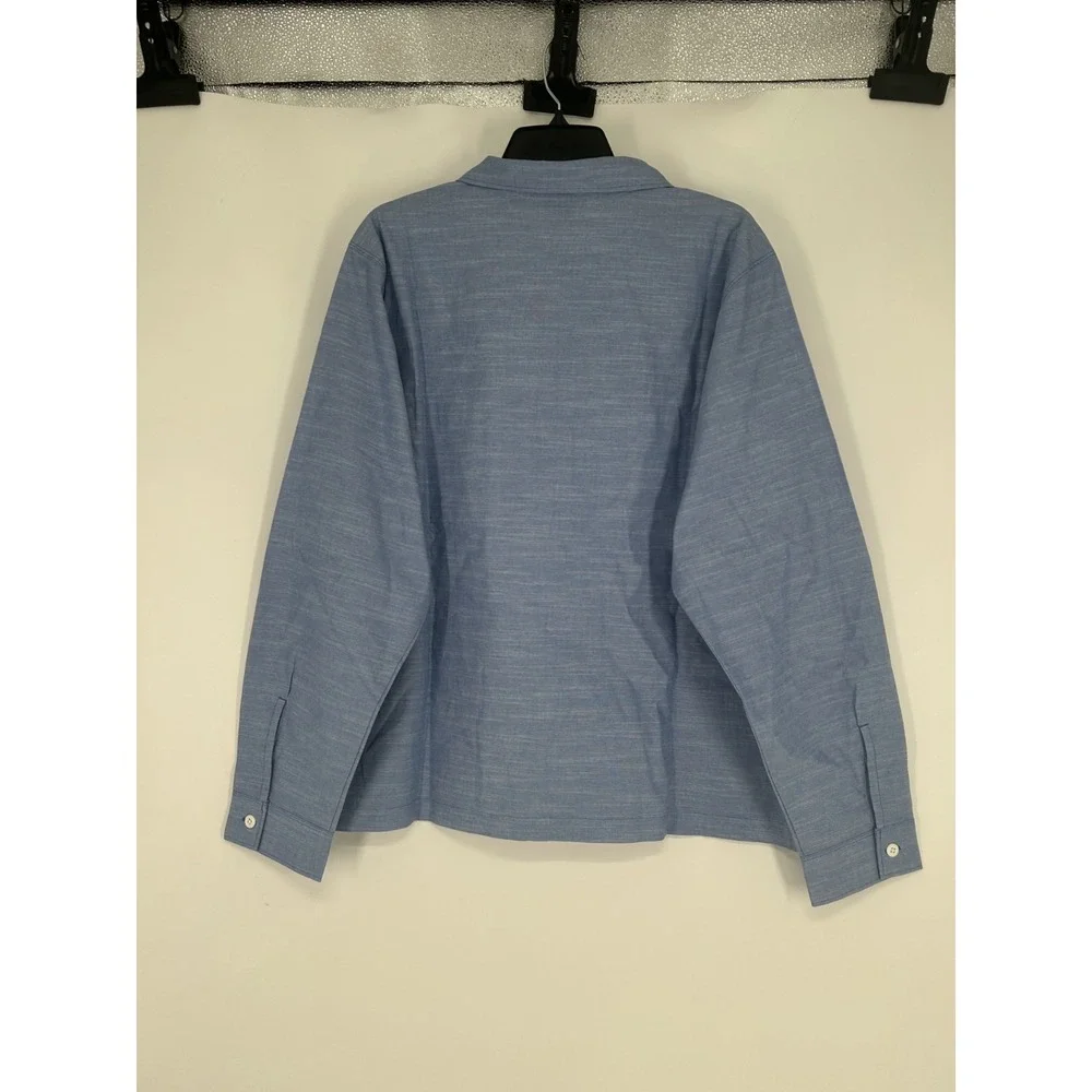 Nike Life Button Up Shirt Small Blue Chambray Long Sleeve Loose Fit HV0882-411